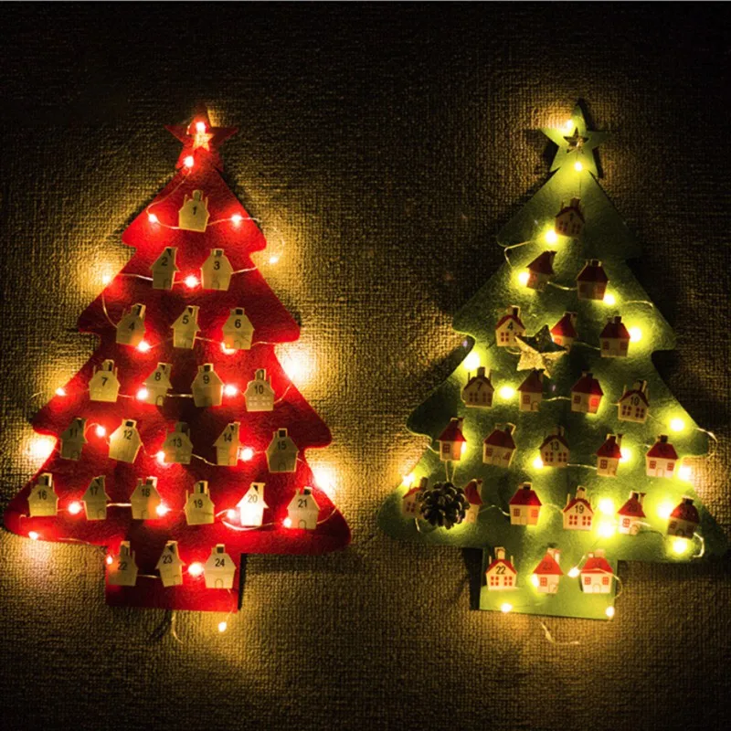 Рождественская светящаяся войлочная Подвеска для календаря с зеленым