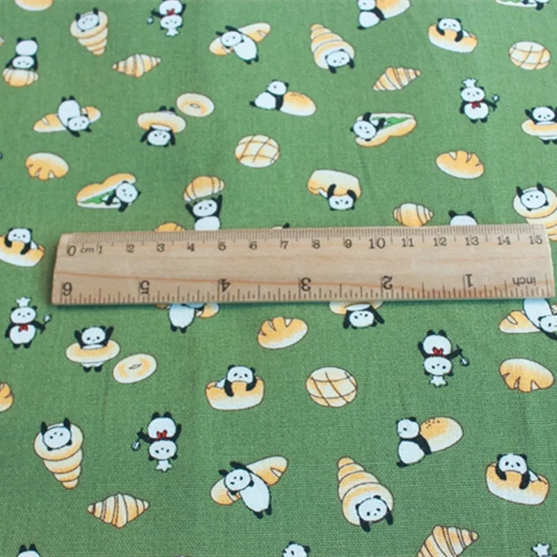 Импортная хлопковая льняная ткань с мультипликационным принтом панды ручной