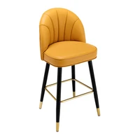 modern delicate design metal pu leather bar stool with backrest best quality leisure chair for best service