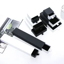 커스텀 블랙 화이트 크래프트 종이 상자, 포장 귀걸이 쥬얼리 상자, 선물 판지 상자, DIY 쥬얼리 디스플레이 보관 서랍 상자