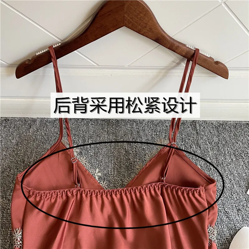 

2 Piece Women SEXY ROBE SET Lace Bathrobe Faux Silk Sleepwear Kimono Gown Spring Summer New Nightwear Intimate Lingerie With Pad