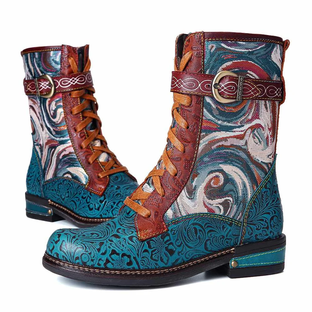 SOCOFY/Botas Mujer; короткие ботинки из тисненой натуральной кожи на плоской подошве со шнуровкой на молнии; женская обувь; женская зимняя обувь