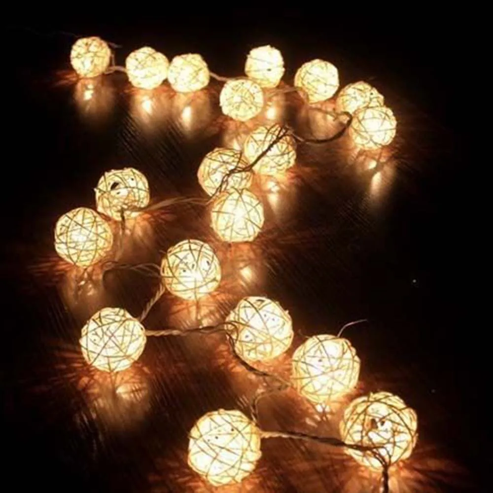 5M LED Rattan Balls Light Strings Decorations Christmas Decoration Lights Charm Battery Wedding Party New Year 2022 Decor | Дом и сад