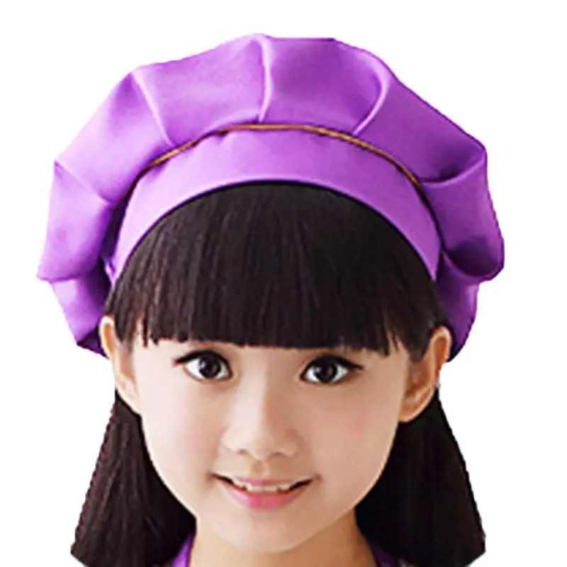 

2021 Girls Boys Hat Children Cooking Baking Kitchen School Children Bib Headwear Solid Caps DIY Painting