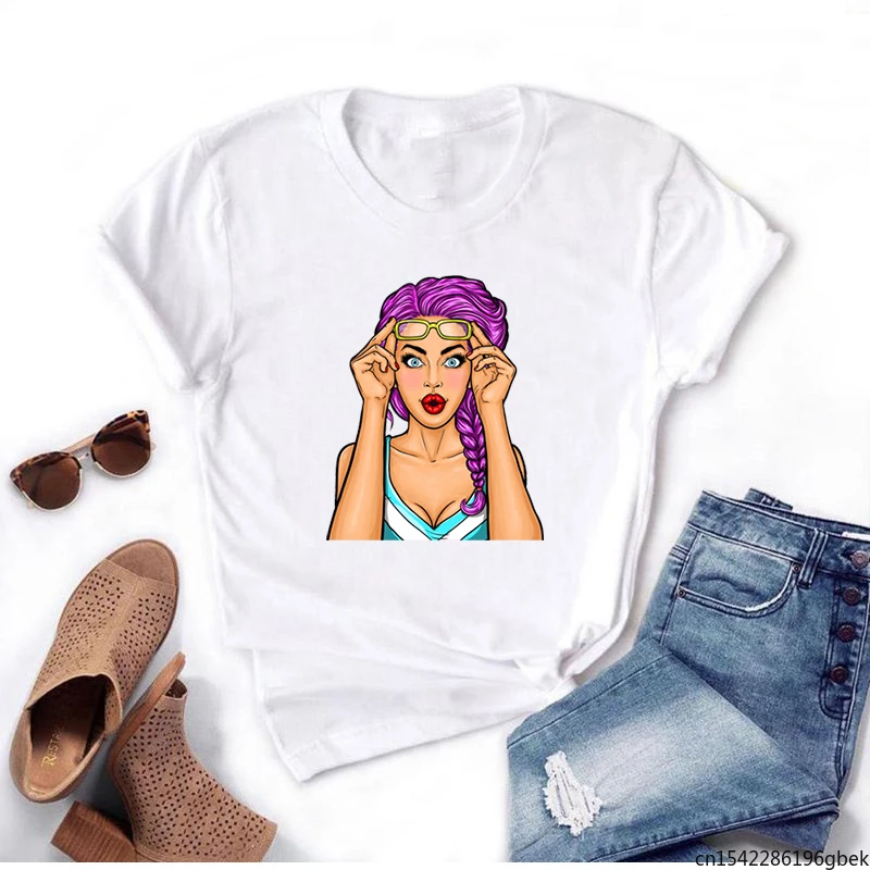 

Oversized Women Collar T-shirt Loose Kawaii Printed Short Sleeve Top Girls Lazy Style Clothing Plus Size