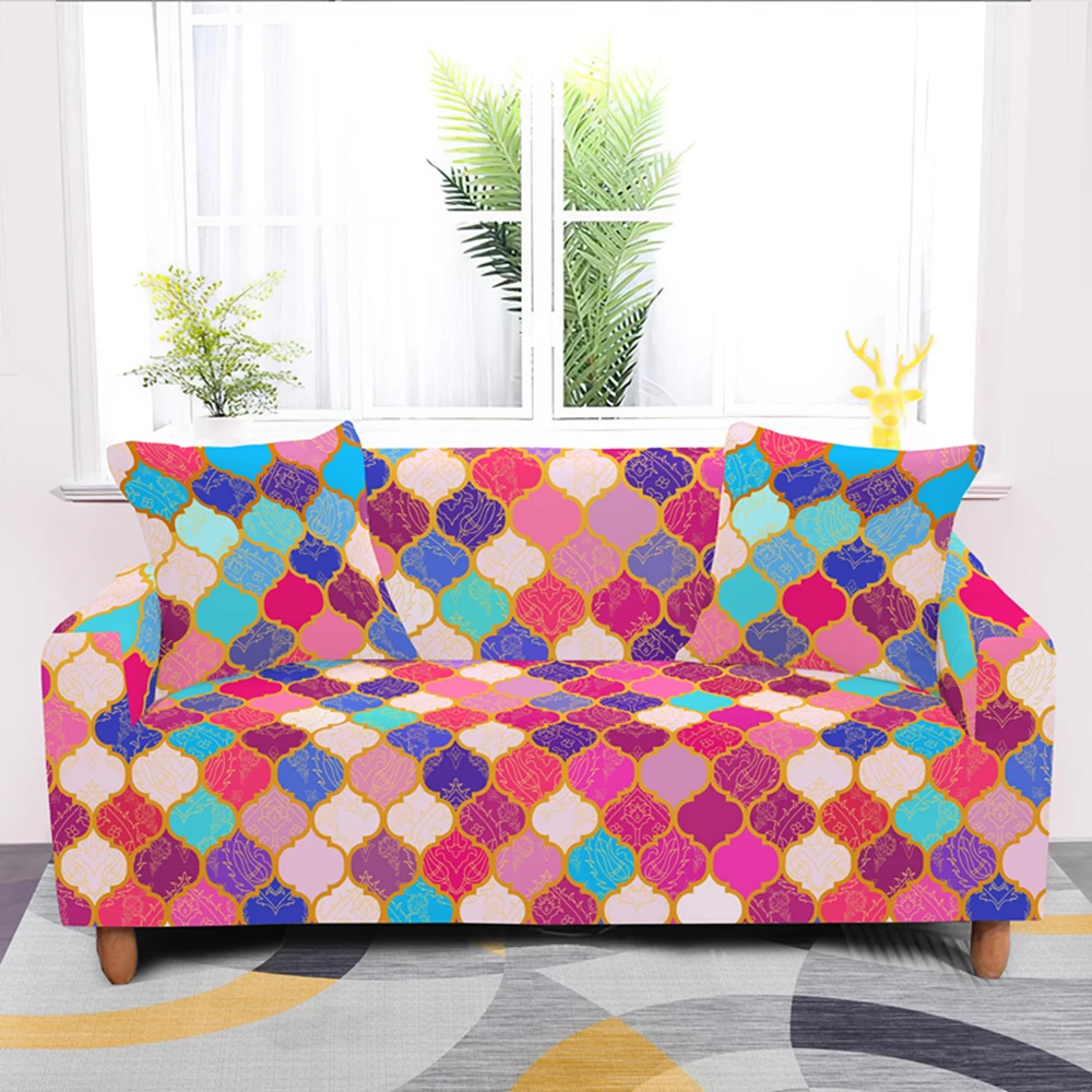 Elastic Spandex Geometric Sofa Cover Tight Wrap All-inclusive Sectional Couch Covers for Living Room Love Seat Furniture | Дом и сад