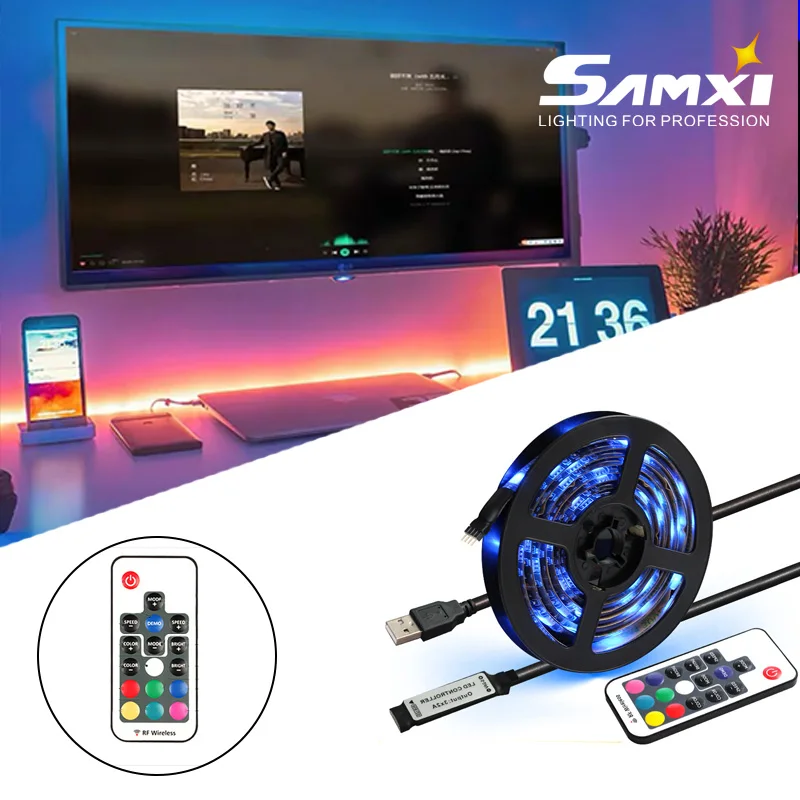 Светодиодная лента с дистанционным управлением RF 17 клавиш 5 В USB 5050 RGB IP65