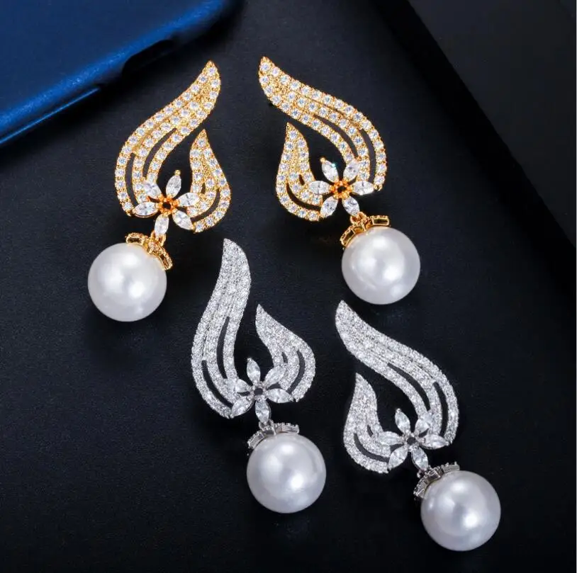 Женские свадебные серьги капли RAKOL Винтажные с искусственным жемчугом и