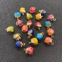 natural stone polygon single hole agate charm fashion earrings pendant jewelry making diy making necklace accessories