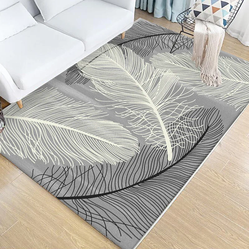 

Nordic Style Plush Carpet Print Feather Rug Home Decor For Living Bedroom Absorbent Non-slip Mat Coffee Table Blanket Yoga Mat