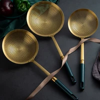 3 size stainless steel colander spoon gold round filter frying oil leaking hot pot noodle mesh drain scoop cookware kitchen tool