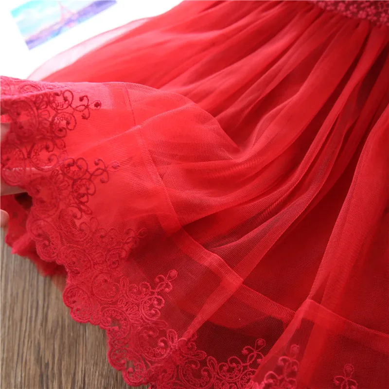 Модное красное рождественское платье для девочек детские платья принцессы