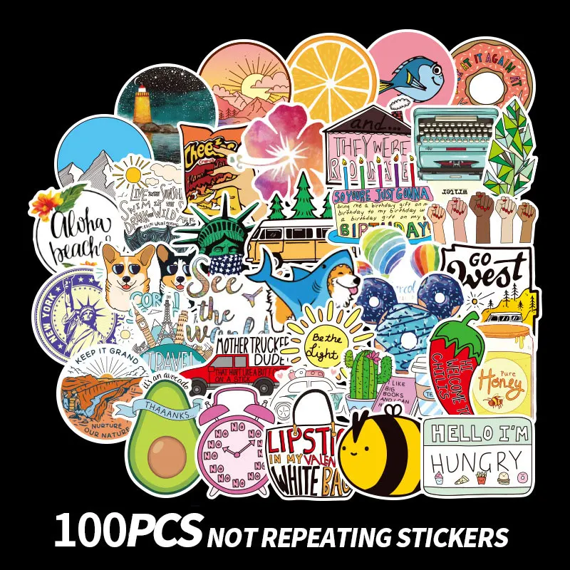 

100 шт., наклейки для скейтборда, мотоцикла, гитары