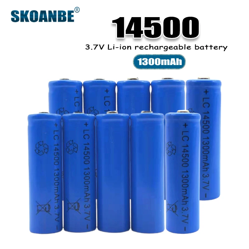 

SKOANBE 2/4/6C/10PCS 14500 3.7V Lithium ion Rechargeable Batteries for Led Flashlight Battery, Free delivery.