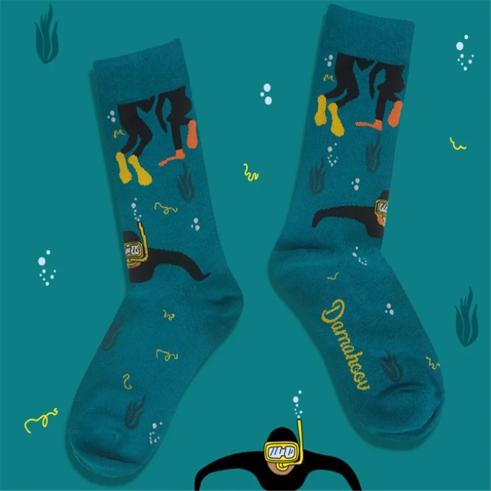 

Autumn And Winter Illustration Cartoon Cute Personality European And American Male Socks Ladies Cotton Socks