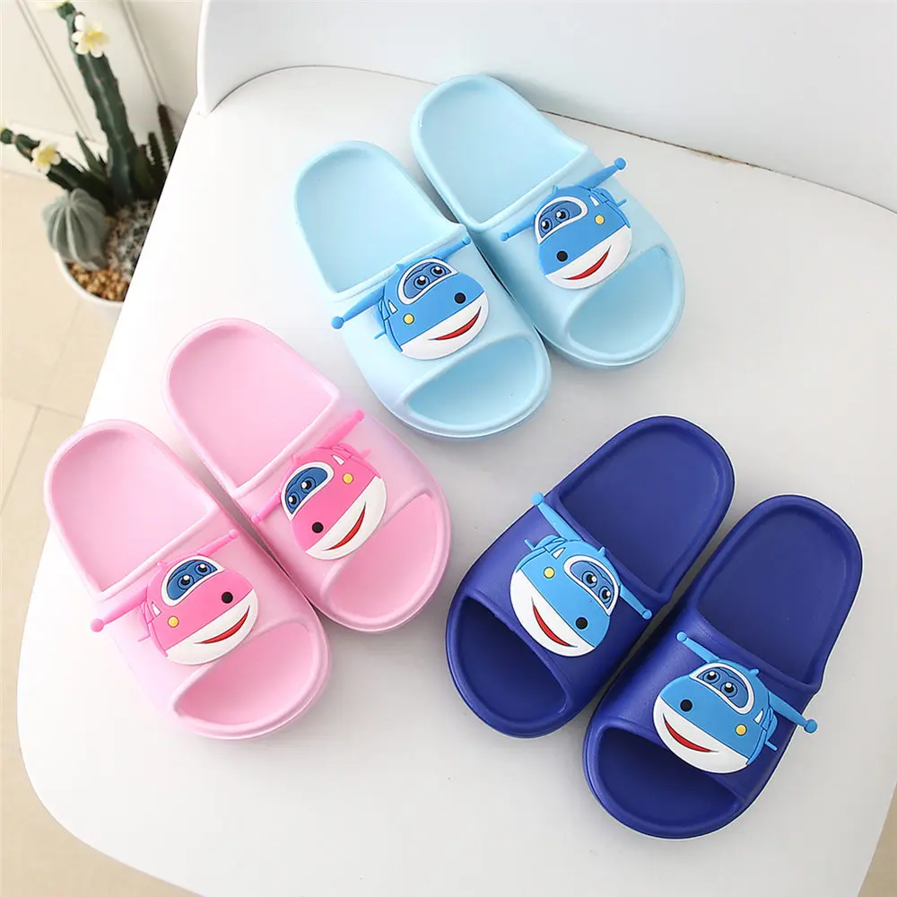 Шлепанцы для мальчиков и девочек мультяшный вертолет садовая домашняя обувь