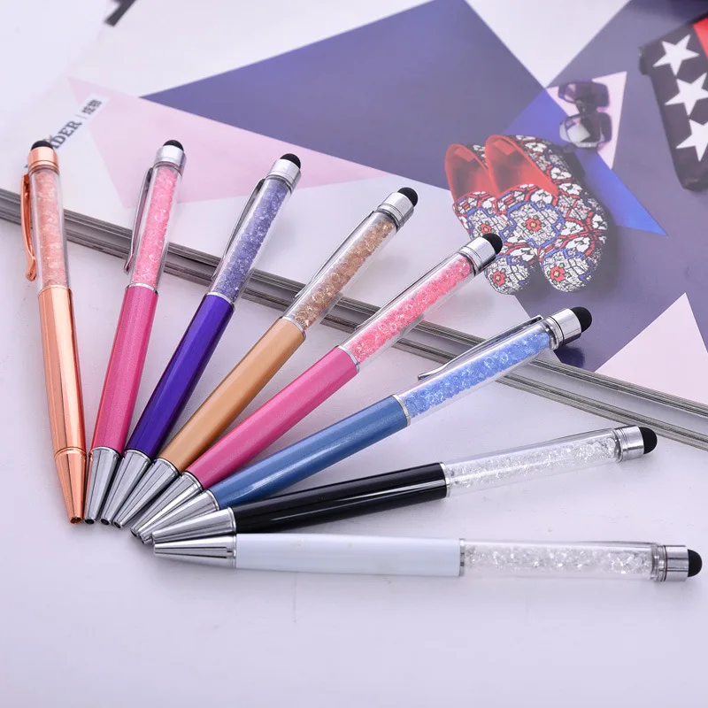 10 цветов металлическая шариковая ручка со стразами модный креативный стилус