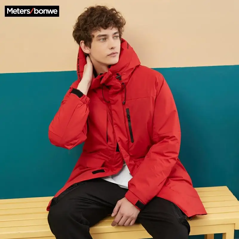 Metersbonwe Мужская зимняя стеганая куртка парка повседневное длинное пальто теплое