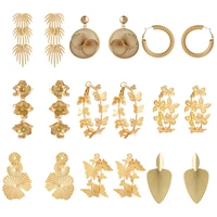 2021 trendy golden earrings for women girls spiral leaf shape personality geometric metal drop earrings fashion simple jewelry