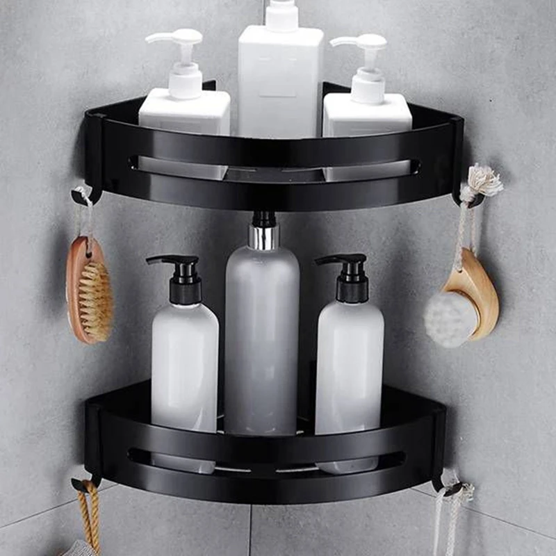 

Bathroom Storage Rack Aluminium Triple-Cornered Drain Corner Rack Shelf Bathroom Accessories Bathroom Shelf