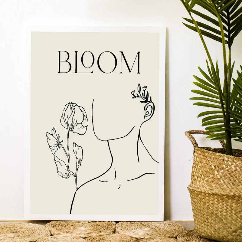 Абстрактный принт Bloom Fine Line декор в стиле бохо минималистичный плакат галерея