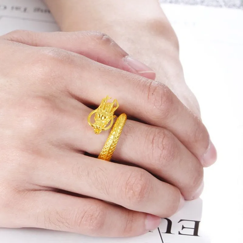 

Retro Gothic Punk Trendy Ring Adjustable Dragon Male Rap Jewelry Ornament For Men Halloween Accessories