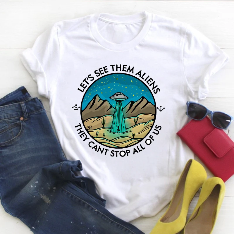 Женская летняя футболка с принтом инопланетянина пустыни кактуса|Футболки| |