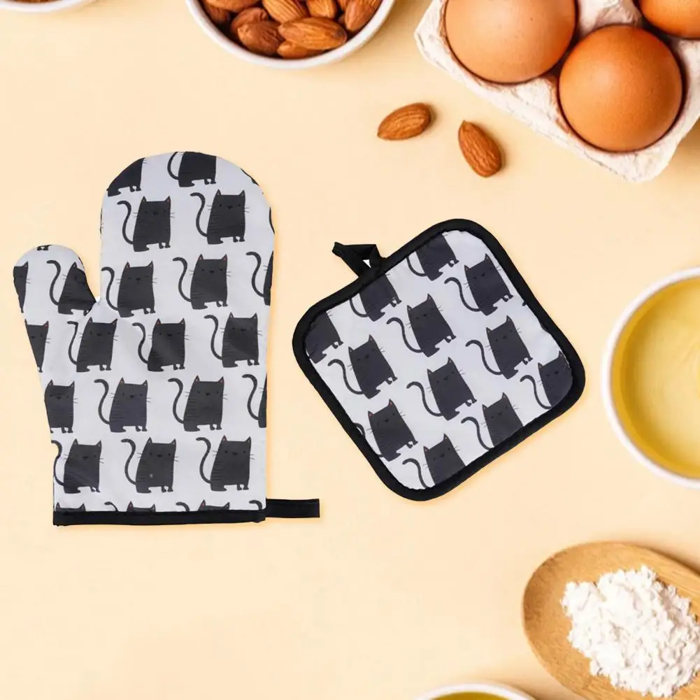 

60% Dropshipping!Household kitchen tools microwave oven gloves high temperature resistant thickened anti-scald Halloween pattern