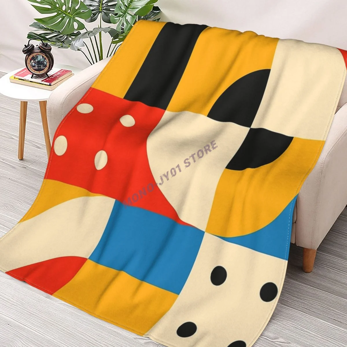 

Abstract Bauhaus Geometric Pattern Throw Blanket Sherpa Blanket cover Bedding soft Blankets