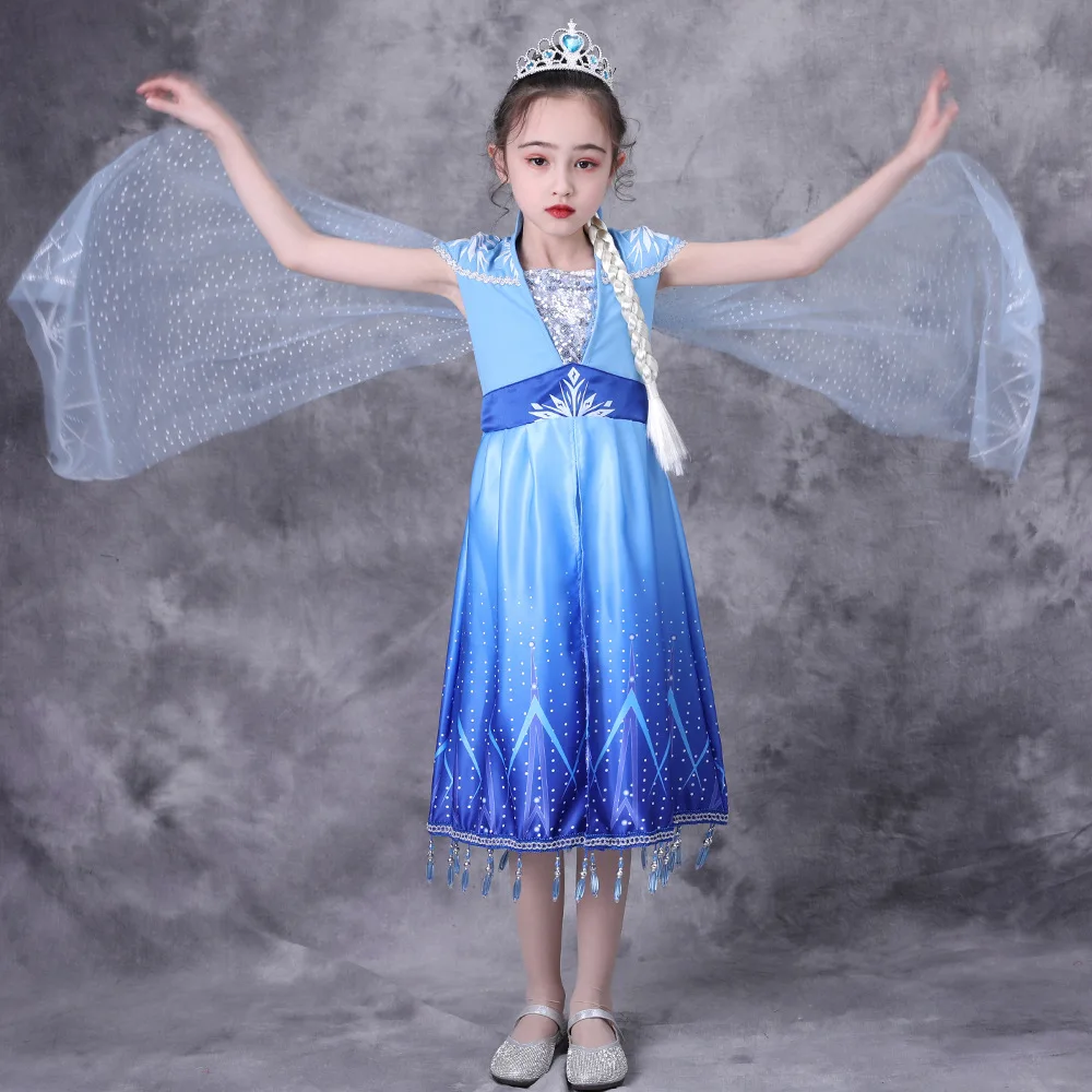 

Disney Frozen 2 Short Sleeve Dress Aisha Print Dress Summer Fashion Children's Birthday Dress