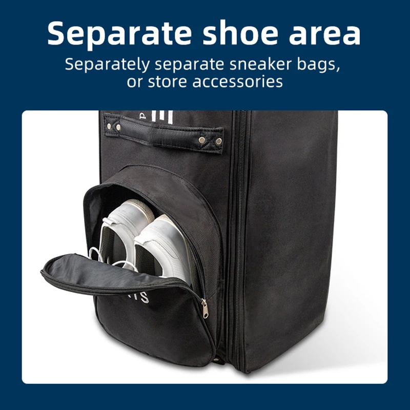 PLAYEAGLE Golf Travel Bag With Wheels Large Capacity Golf Club Bags Foldable Lightweight Nylon Golf Avitation Bag with Shoes Bag