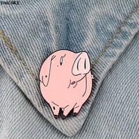 dm012 dmlsky cartoon pig cute pins metal enamel pins brooch for backpack badge clothes pin funny hat pin gift
