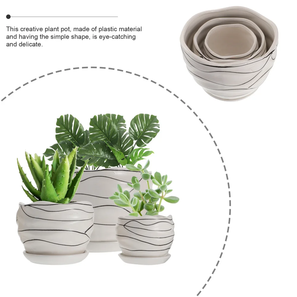

3pcs Ceramic Flowerpot Succulent Holder Creative Bonsai Flower Pot for Home
