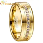 Обручальное кольцо BONLAVIE, мужское кольцо 8 мм из карбида вольфрама с круглым кубическим цирконием, позолоченное CZ, Размер 7-12