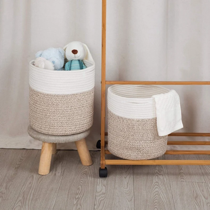 

2pcs Cotton Rope Plant Baskets,Woven Storage Basket Planter and Flower Pot,Modern Farmhouse Home Decor,11.8x11.8inch