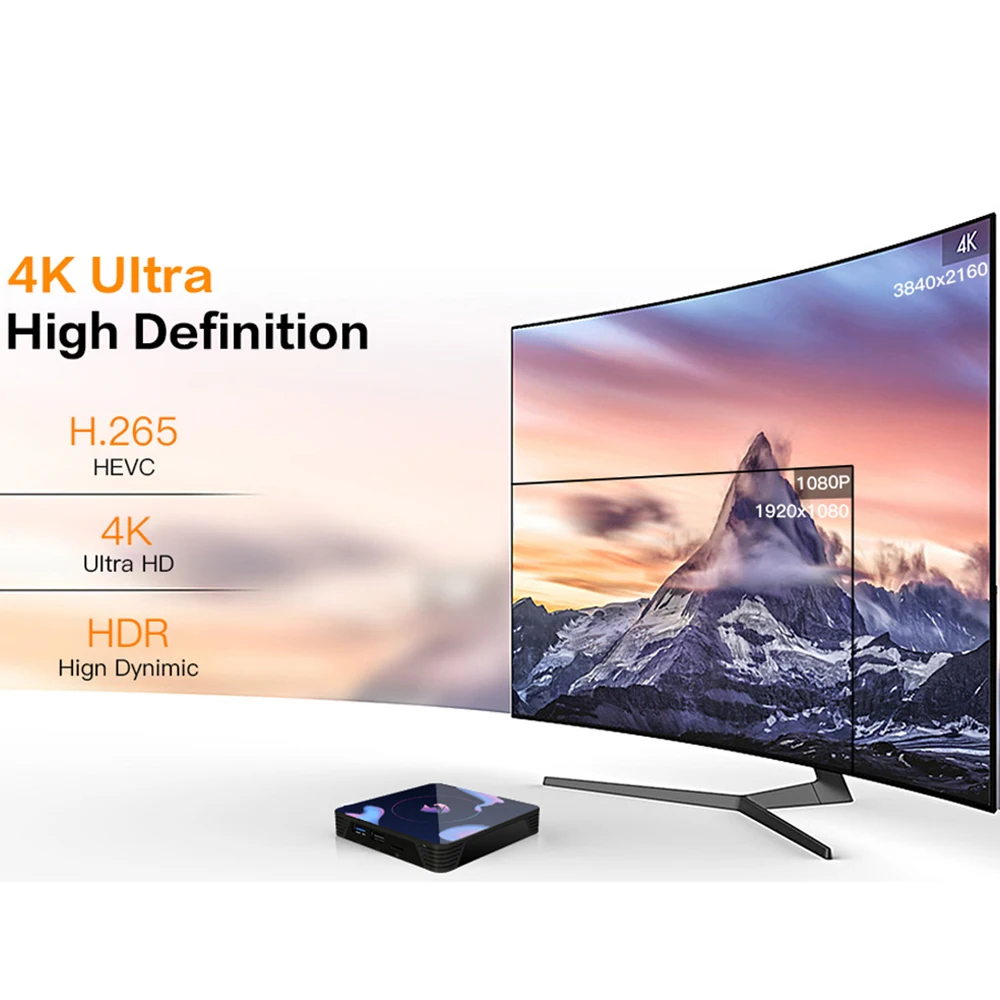 ТВ-бокс Android 9 0 4 Гб 64 4K HDR Netflix Youtube Google голосовой помощник LEMADO LET1 Смарт ТВ коробка