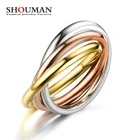 SHOUMAN классический 3 Круги кольца Ювелирные наборы для женщин из нержавеющей стали обручальное женский перстень ювелирное изделие