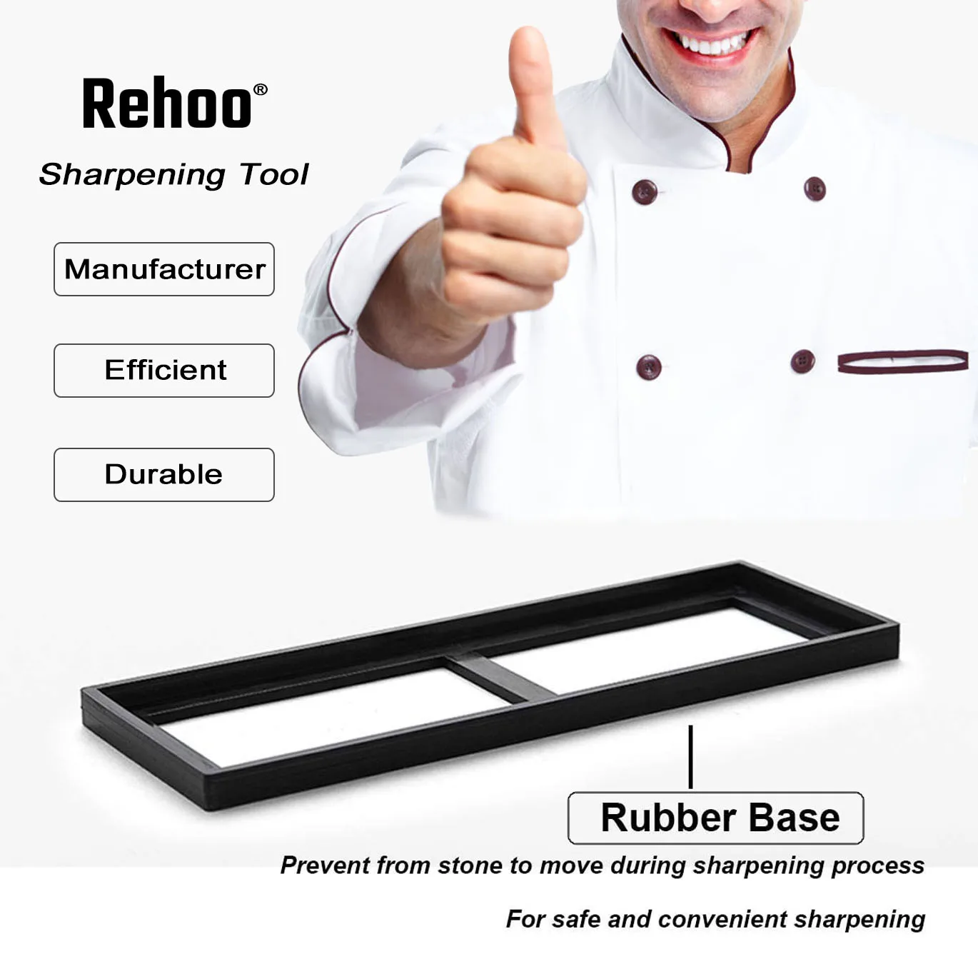 Rehoo-piedra de afilar de doble cara, 3000/8000 malla + almohadilla de goma antideslizante, piedra h&uacute;meda de Chef para cuchillos, cuchillas, piedra resistente al agua, dispositivos de cocina-2