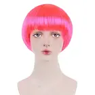 Бесплатная красота 10 ''короткий синтетический боб парик черный розовый коричневый блонд зеленый синий красный фиолетовый Bobo парики с челкой для женщин