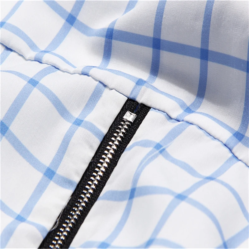 

2021 Women Blue Plaid Split Joint Big Size Blouse New Lapel Long Sleeve Loose Fit Shirt Fashion Tide Spring Autumn