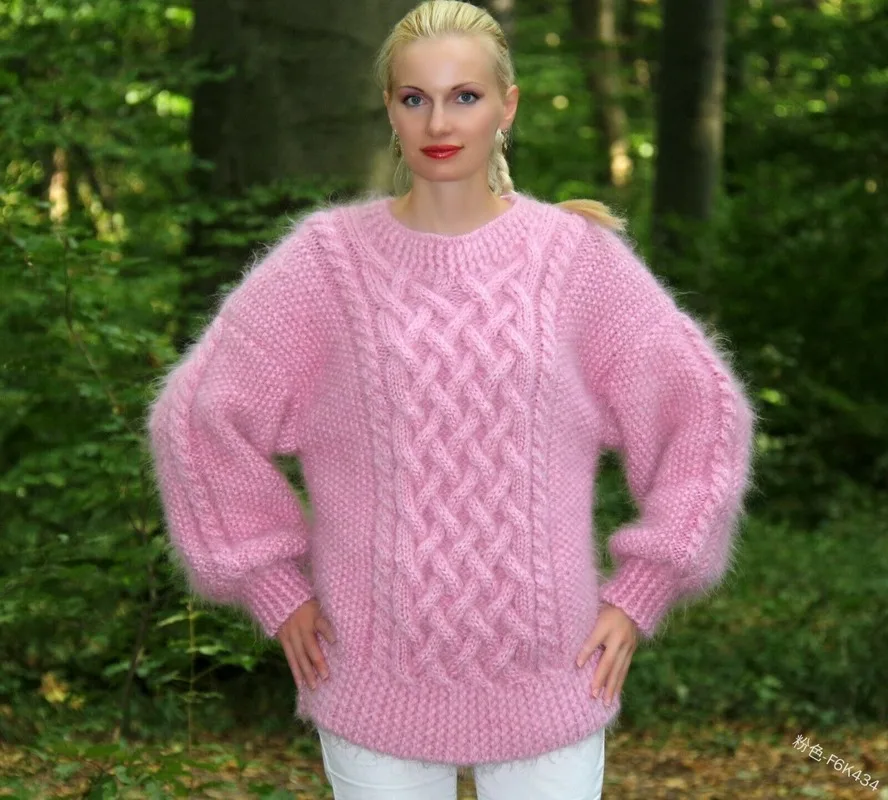 

WEPBEL Women Winter Thick Loose Knitted Pullover Sweater Top Ladies Elegant Solid Color Long Sleeve O Neck Knitwear