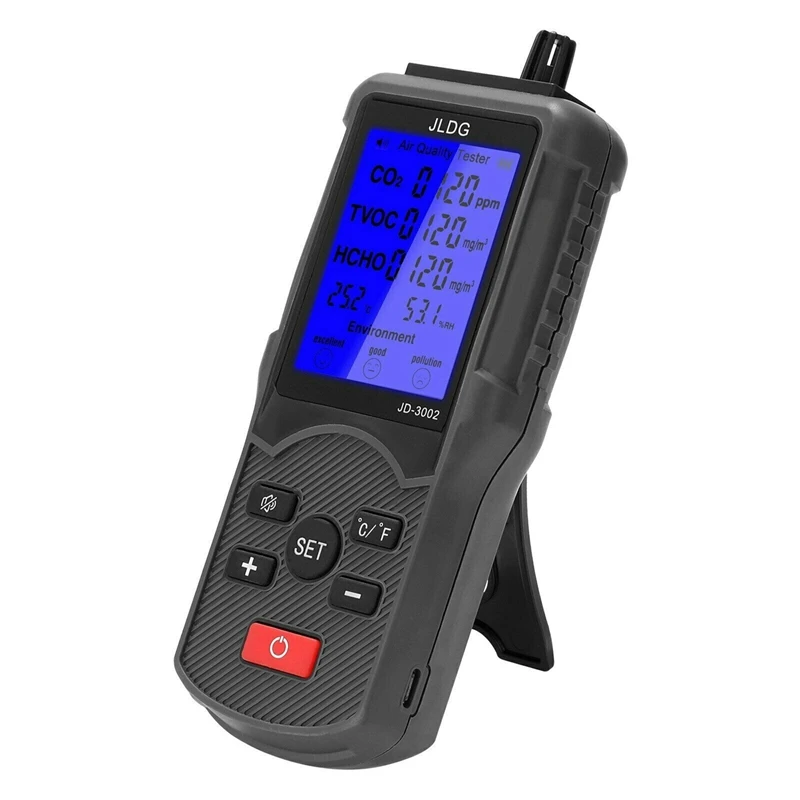 

Jldg Air Quality Tester Co2 Tvoc Meter Temperature Humidity Measuring Device Carbon Dioxide Monitor with Lcd Sn