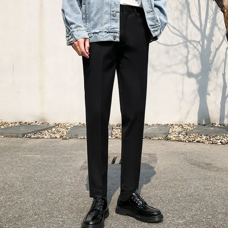 2019 New Men's Suit Pants Solid Color Casual Slim Dress Trousers Quality Classic for Students | Мужская одежда