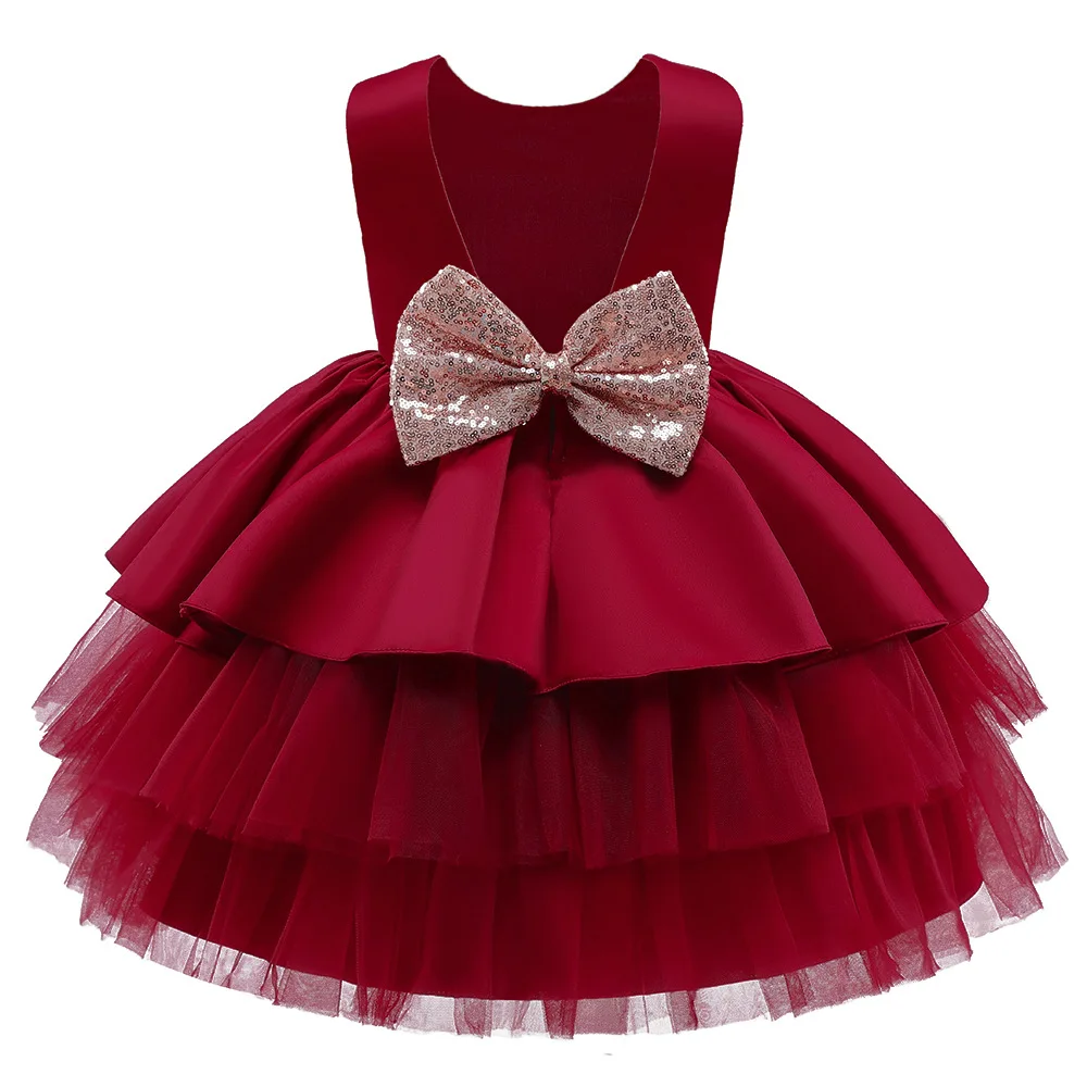 2021 New European american Flower Girl Tutu Dress Sleeveless Princess Mesh Fluffy Baby Full Moon Birthday Gift Children Vestidos | Мать и