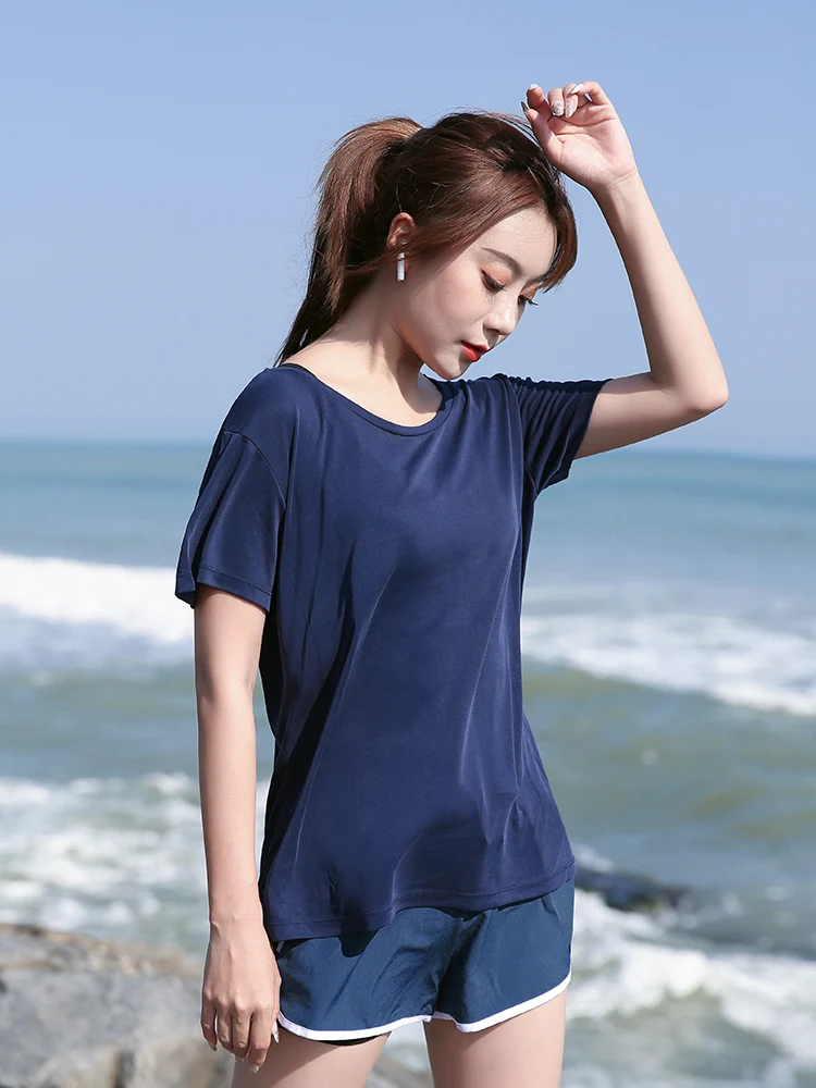Oversized Yoga women's T-shirt summer quick dry loose weight loss sports top gym 100 kg girls running short sleeve sport clothes | Спорт и