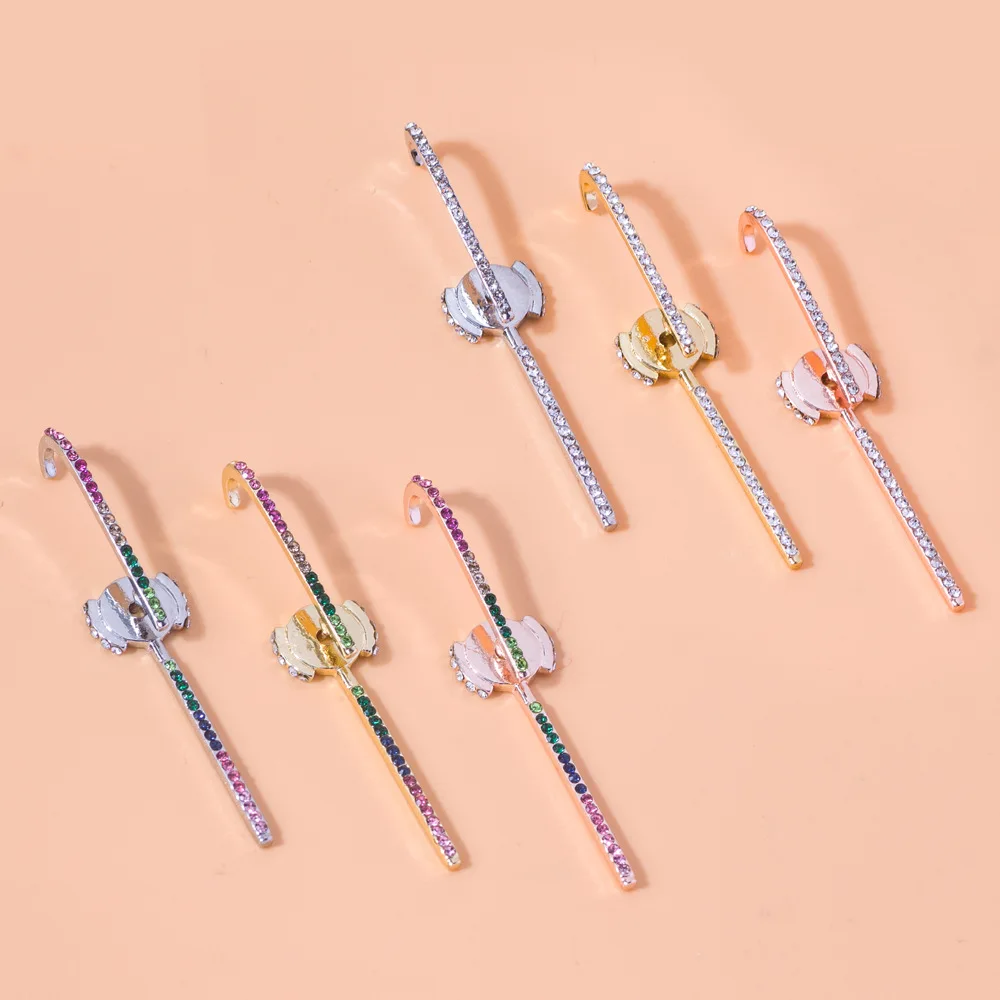 

VG 6YM Rainbow Back and Front Stud Earrings Colorful Rhinestone Cartilage Long Earrings for Women Girls 2021 Fashion Jewelry