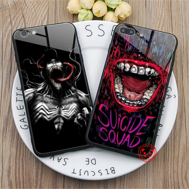 220d стеклянный чехол для телефона Marvel Venom Apple iPhone 11 Pro XR X XS Max 6 6S 7 8 Plus 5 5S SE |