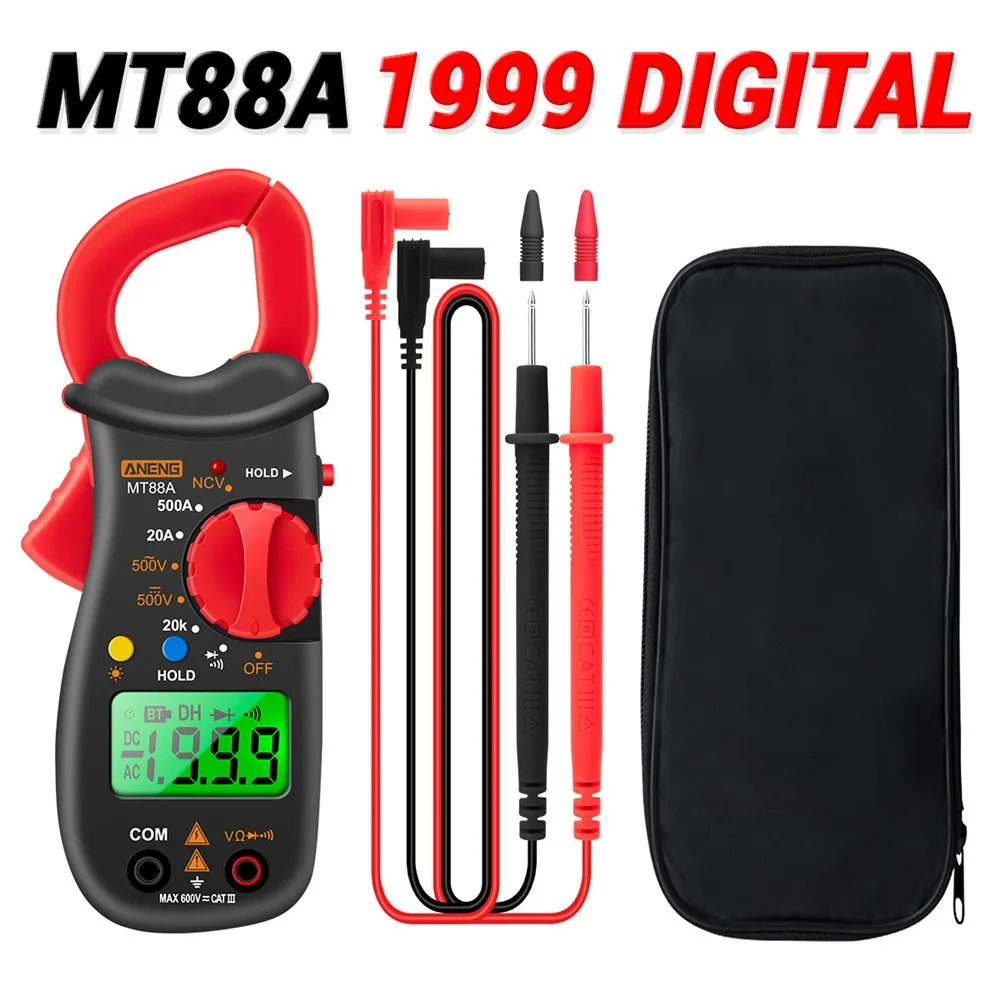 

MT88A Digital Multimeter Tester AC DC Volt Amp Clamp Meter Auto Range LCD Car Amp Hz NCV Ohm Big Color Screen Test Fast Ship