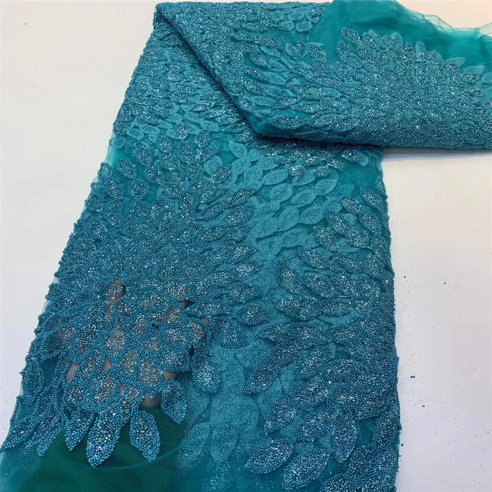 

Madison African Lace Fabrics 2021 High Quality Lace Beads Royalblue Nigerian Sequence Lace Fabrics French Tulle Lace Fabric