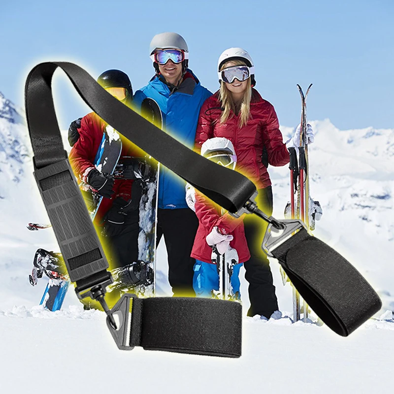 

Nylon Skiing Bags Adjustable Skiing Pole Shoulder Hand Carrier Lash Handle Straps Porter Hook Loop Protecting For Ski Snowboard